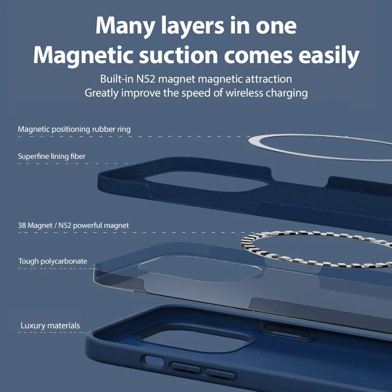Luxury for Iphone 17 Pro Max Magnetic Phone Case for Iphone 15 14 13 12 11 16 Pro Max AIR Cases Magnetic Wireless Charging Cover