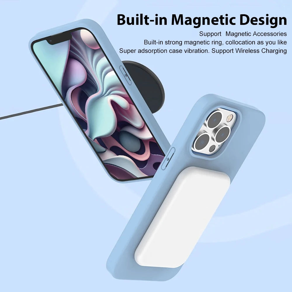 Luxury for Iphone 17 Pro Max Magnetic Phone Case for Iphone 15 14 13 12 11 16 Pro Max AIR Cases Magnetic Wireless Charging Cover