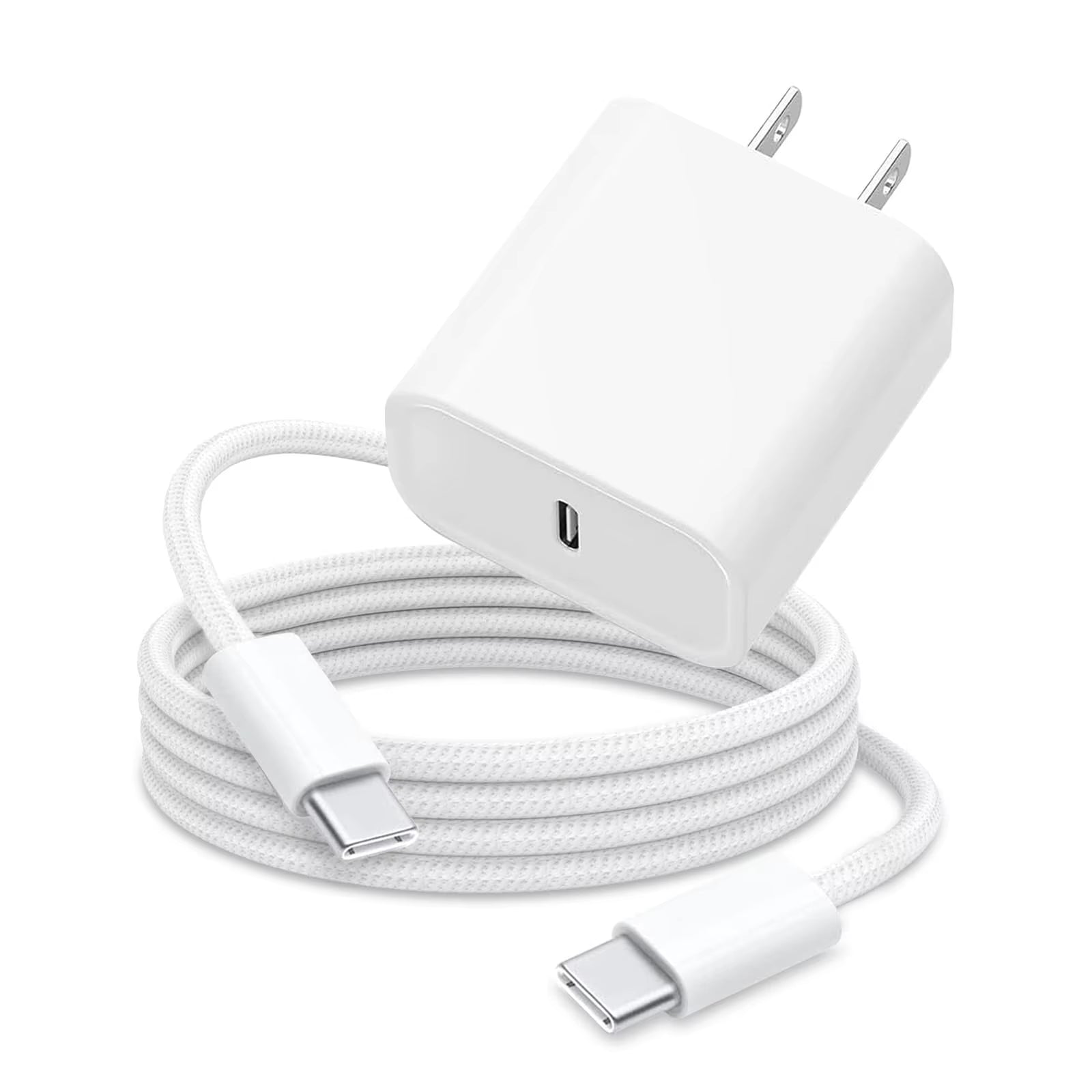 Fast Charging iPad Charger Bundle - 2-Pack Wall Plug Adapters with 6.5FT USB-C to C Cable